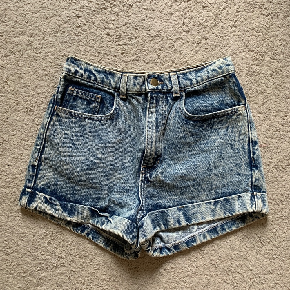 American Apparel Acid Wash High-Waisted Jean Shorts
